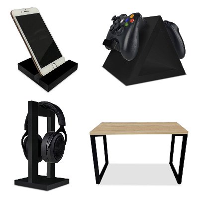 Setup Gamer Kit Spark Mesa Preto/Jade + Suporte para Controle Headset e  Celular Jade - Loja da Isa