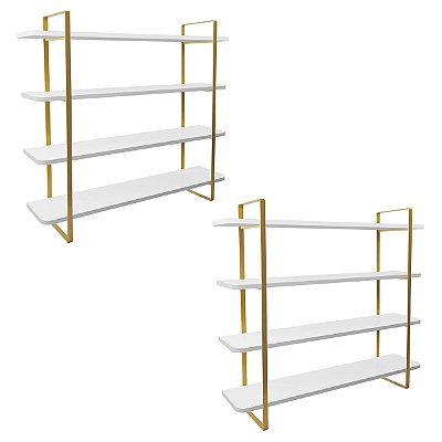 Kit 02 Prateleiras Triplas Arnad Modelo Industrial 100x20cm