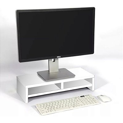 Suporte Para Monitor Base de Apoio de Mesa Em MDP 2 Partes - Branco