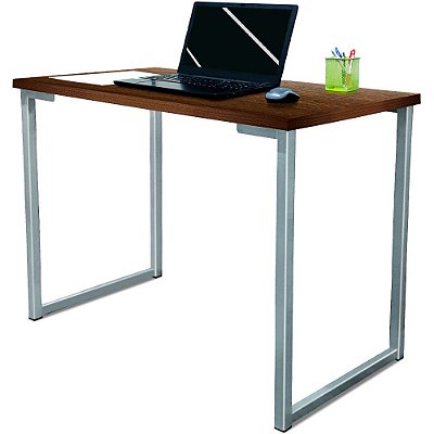 Mesa para Escritório Escrivaninha Estilo Industrial Nova York Mdf 120cm - Prata e Villandry