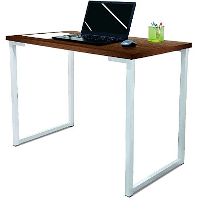 Mesa para Escritório Escrivaninha Estilo Industrial Nova York Mdf 120cm - Branco e Villandry