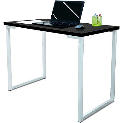 Mesa para Escritório Escrivaninha Estilo Industrial Nova York Mdf 120cm - Branco e Preto