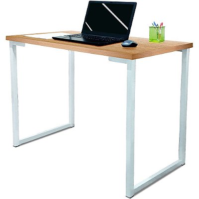 Mesa para Escritório Escrivaninha Estilo Industrial Nova York Mdf 120cm - Branco e Jade