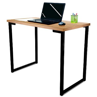 Mesa para Escritório Escrivaninha Estilo Industrial Nova York Mdf 100cm - Preta e Jade