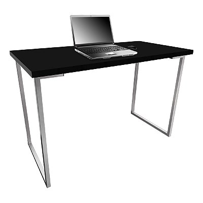 Mesa para Escritório Escrivaninha Estilo Industrial Nova York Mdf 100cm - Prata e Preto