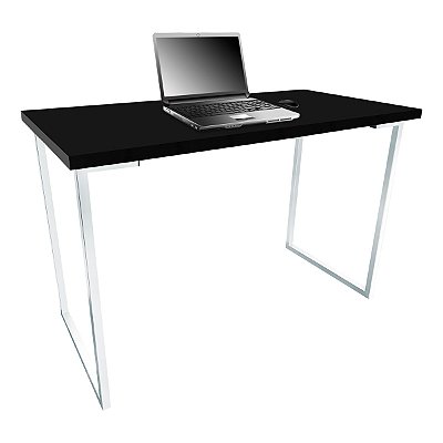 Mesa para Escritório Escrivaninha Estilo Industrial Nova York Mdf 100cm - Branca e Preto