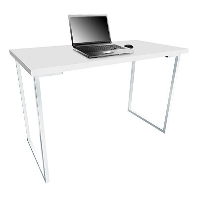 Mesa para Escritório Escrivaninha Estilo Industrial Nova York Mdf 100cm - Branca e Branca
