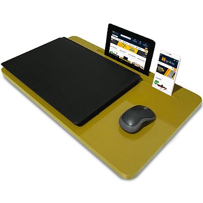 Suporte Mesa para Notebook Slim Tablet Celular para usar na Cama 56cm x 33cm Amarelo