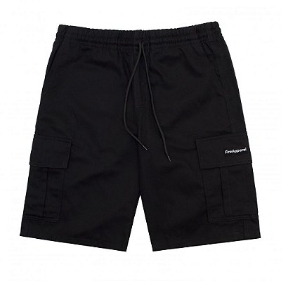 Bermuda Fire - Cargo Sarja Fire Apparel Logo Elastano (Preta)