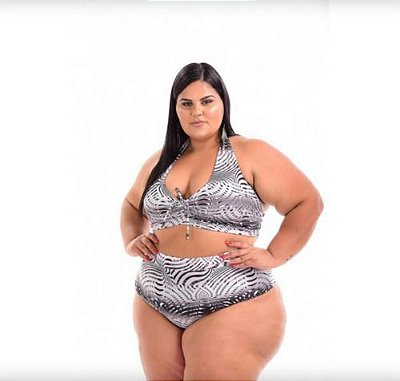 Sunquini Plus Size Lycra Franzido No Busto