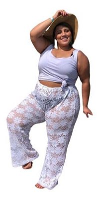 Pantalona Arrastão Moda Praia Plus Size Do Tam 46 Ao 60