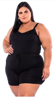 Pijama Feminino Plus Size Preto G1 Ao G3