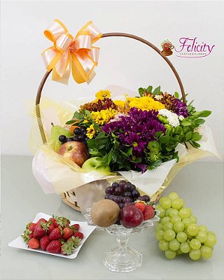 Cesta Frutas e Flores
