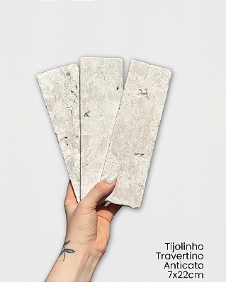 Revestimento Pedra Natural - Tijolinho Brick Travertino Anticato 7x23cm - Amostra