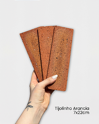 Amostra - Revestimento Cerâmica Natural - Tijolinho Brick Arancia 7x22cm