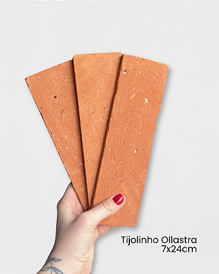 Revestimento Cerâmica Natural - Tijolinho Brick Ollastra 7x24cm - Amostra