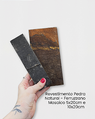 Amostra - Pedra Natural Ferruzzano Mosaico 5x20 e 10x20cm