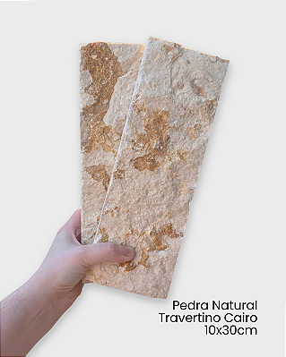 Amostra - Revestimento Pedra Natural – Travertino Cairo Rústico Importado 10x30cm