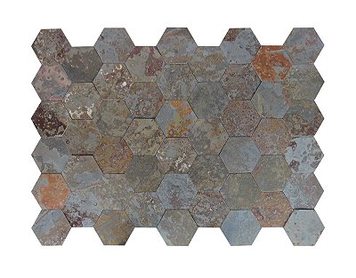 Revestimento Pedra Natural - Piato Esagonale 15x17cm - 1m² (Ardósia Ferrugem)