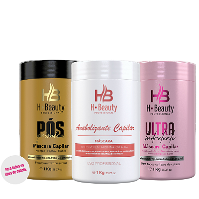 Kit Cronograma capilar 1kg c/3 (Anabolizante, Pós química e Ultra Hidratante)