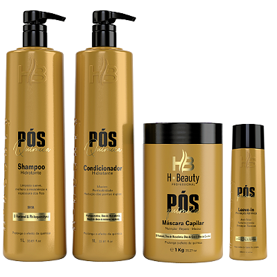 KIT PÓS QUÍMICA COM 4 PASSOS ( SHAMPOO E CONDICIONADOR 1L, MÁSCARA DE 1KG E LEAVE-IN DE 300ML)