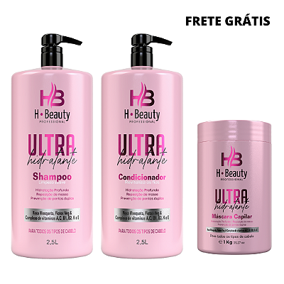Kit lavagem especial Hbeauty - Ultra Hidratante Rosa Mosqueta  c/3 passos 2,5L