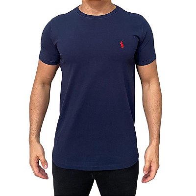 Camiseta Masculina - Polo RL Azul Marinho Poney Vermelho