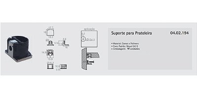 Suporte para prateleira niquelado - 50 unidades