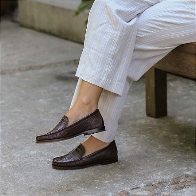 Mocassim Rita Croco Café Anas