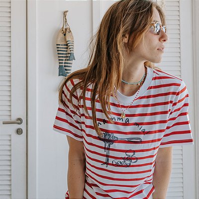 T-shirt Mamma Mia Listra Vermelha Anas