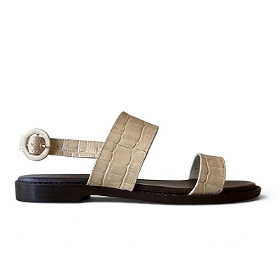 Rasteira Caraíva Croco Off White Anas
