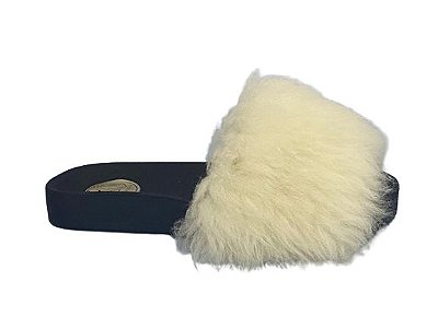 Slide Pelo Lamb Branco/Preto