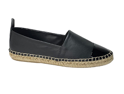 5029 Alpargata couro verniz/pelica preto - altura 17mm