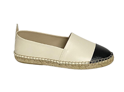 5029 Alpargata couro pelica preto/pérola altura 17mm