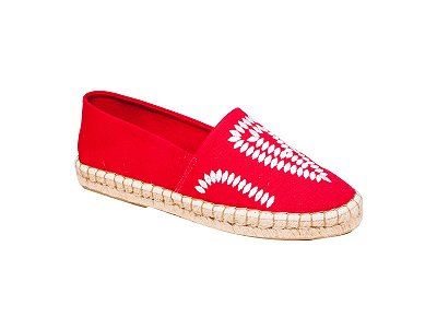 Alpargata Espadrille Tecido Vermelho Bordado