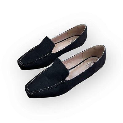 Mocassim Vanessa bico quadrada preta