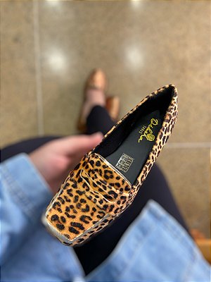 Mocassim pelo onça bico quadrado