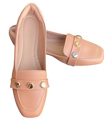 Mocassim Nude com esferas douradas