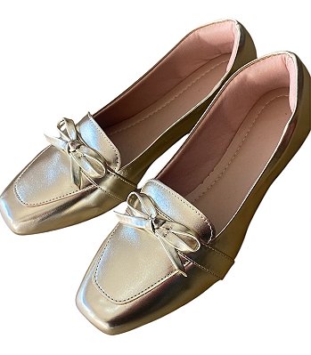 Mocassim Ouro Laço