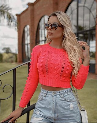 Maxi cropped em tricô