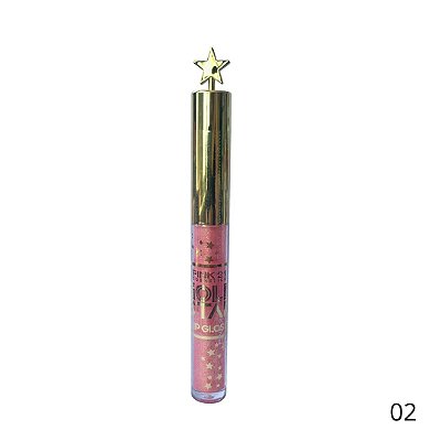 Lip Gloss Gold Star Efeito Diamante Pink 21