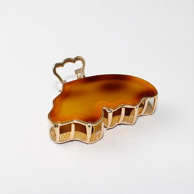 Prendedor de Cabelo Metal Piranha Tartaruga Dourado