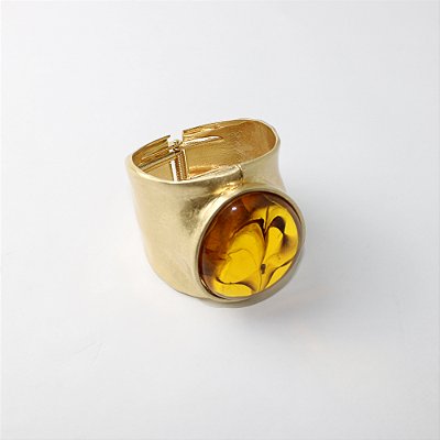 Pulseira Metal Bracelete com Pedra Central