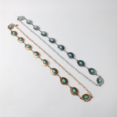 Cinto Metal com Pedras Turquesa