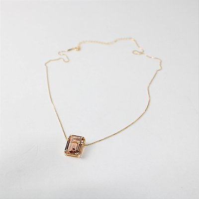 Colar Folheado com Pingente de Zircônia Âmbar