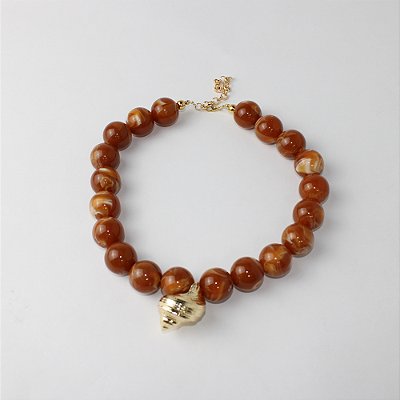 Colar Metal Curto Dourado Âmbar