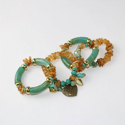 Pulseira Metal Kit com 4 Âmbar e Verde