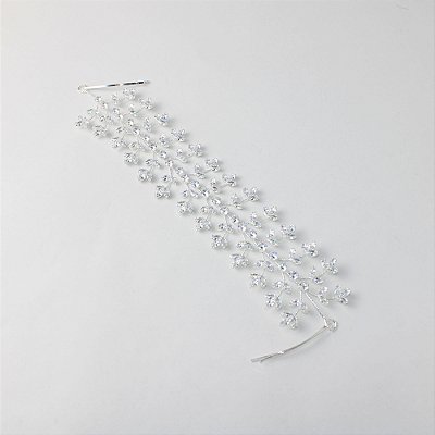 Prendedor Metal Arranjo Prateado com Cristais