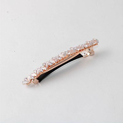 Prendedor Metal Barrete Zircône Rose com Cristal