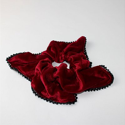 Elástico Scrunchie em Veludo com Detalhe em Micro Pedras
